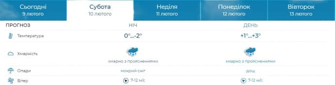 Прогноз Укргідрометцентру на 10.02.2024