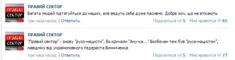 Скрін-шот сторінки Правого сектору у Вконтакті