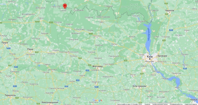 Розташування села Познань, де зафіксували сліди артобстрілів