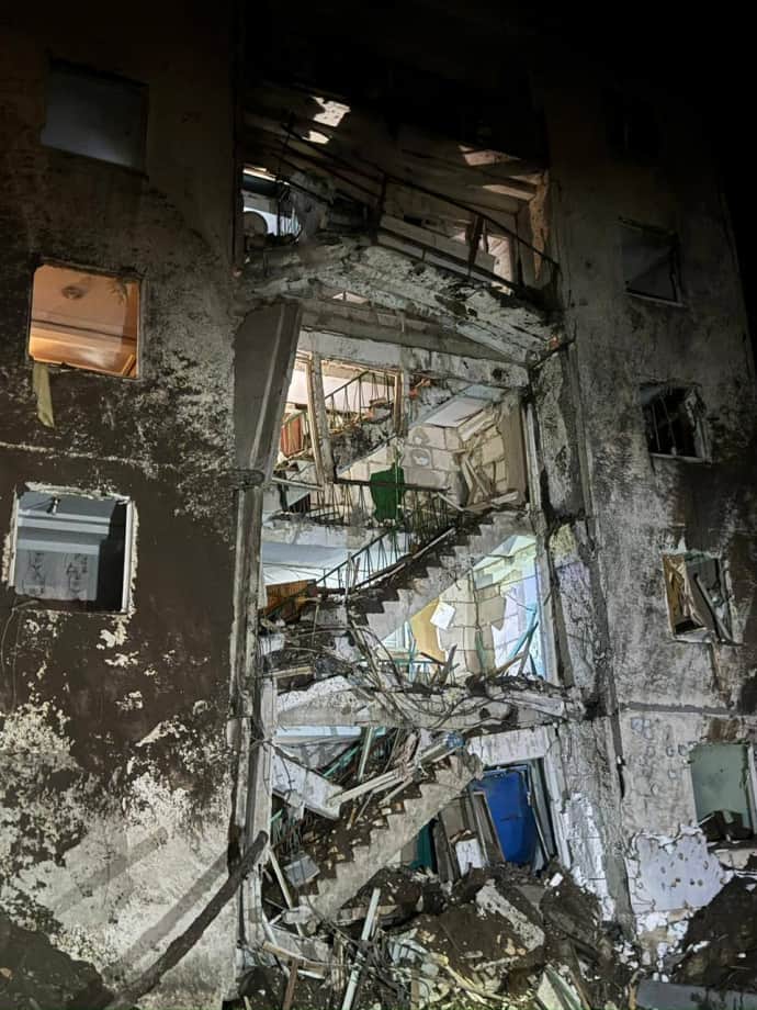 Разрушенный дом в Херсоне. Фото: Александр Прокудин у Телеграмм
