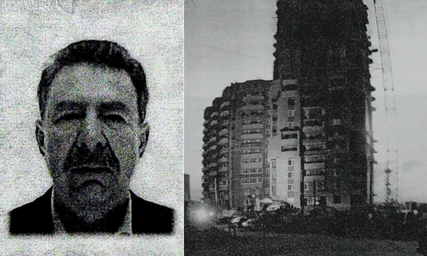Сергій Коробейников та багатоквартирний будинок, з якого він упав (Сторінка з документів слідства).