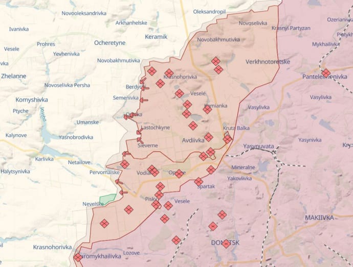 Tonenke, Orlivka, Semenivka, Berdychi - Russian offensive west of Avdiivka continues