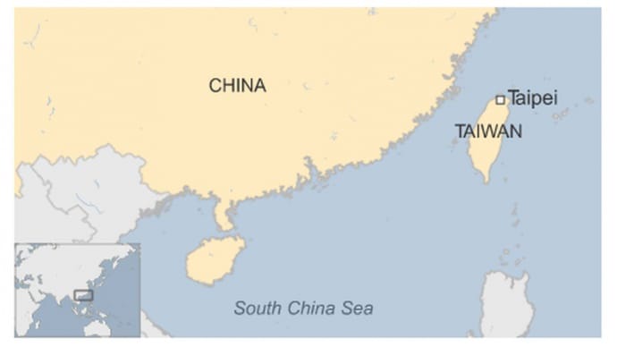 Тайвань та Китай на мапі