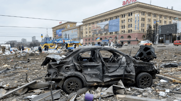 Kharkiv Russians Fire Rockets On City Centre Causing A Fire In