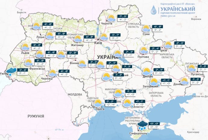 карта з Facebook Укргідрометцентру
