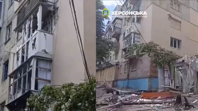 Russian forces shell Kherson's Dniprovskyi district for 30 minutes, damaging buildings – video