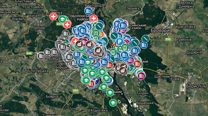 Влада Києва опублікувала мапу бомбосховищ