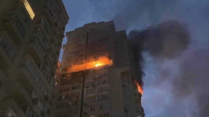 Multi-storey building damaged in overnight attack on Kyiv, two people killed