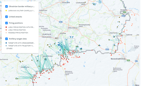 Обнародована карта обстрелов из РФ по Украине