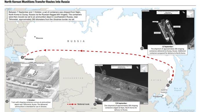 Білий дім: Північна Корея передала Росії 1000 контейнерів з військовим обладнанням