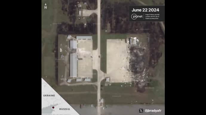ВМС ВСУ: Спутниковые снимки подтверждают уничтожение склада Шахедов в России