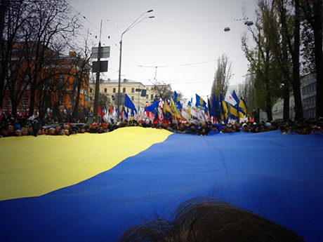 Хода За Європейську Україну йде бульваром Шевченка. Фото з Twitter ВО Свобода
