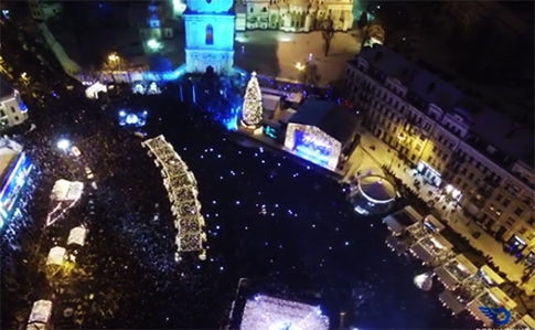 Празднование Нового года в Киеве сняли с дронами