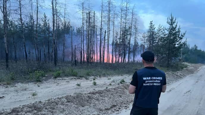Від російських обстрілів на Донеччині загорівся ліс: палало близько 300 гектарів