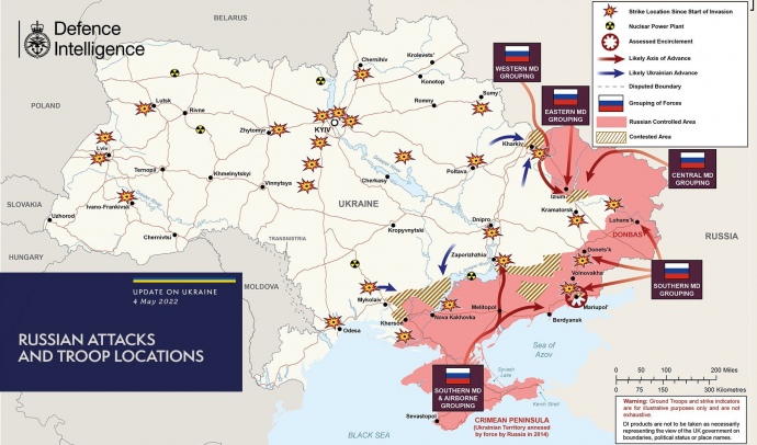 Бойові дії в Україні станом на 04.05.2022