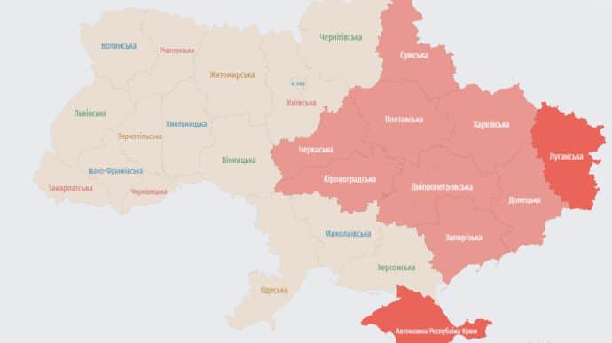 В центральных и восточных областях Украины объявляли угрозу баллистики