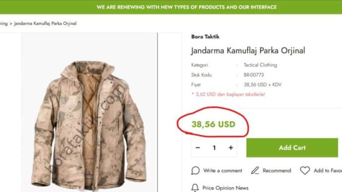 Media finds Turkish jackets in public domain cheaper than Ukraine's Ministry of Defence bought