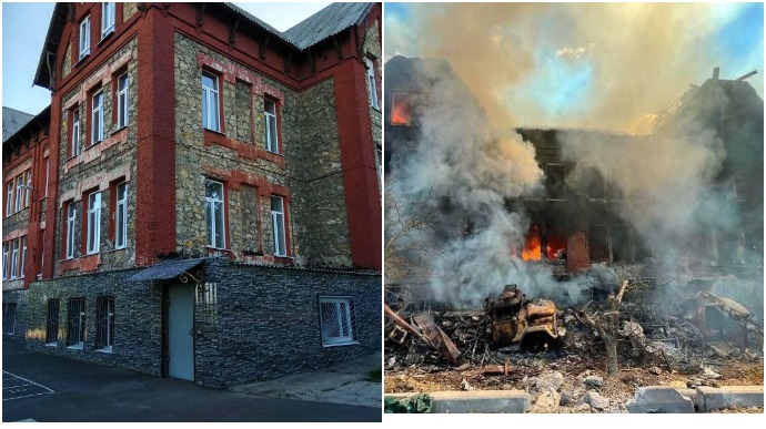 Russians have destroyed a famous high school in the Luhansk region which survived two world wars