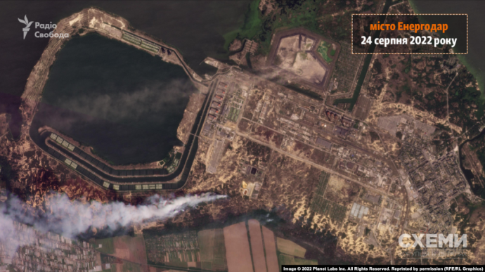 Satellite images show fires near Zaporizhzhia Nuclear Power Plant