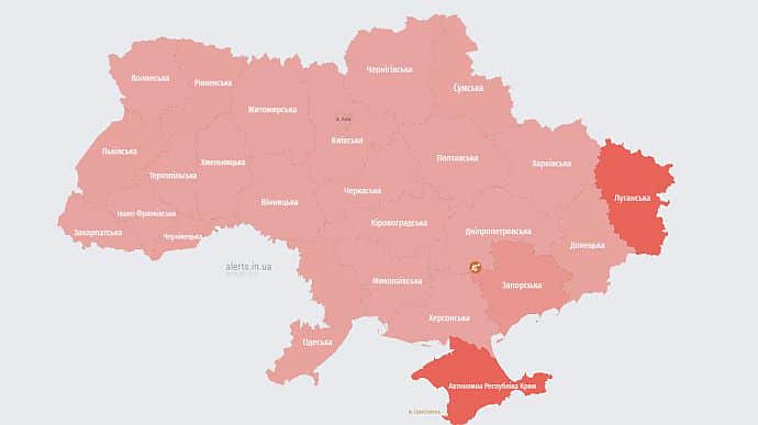 По всій Україні 2,5 години тривала повітряна тривога