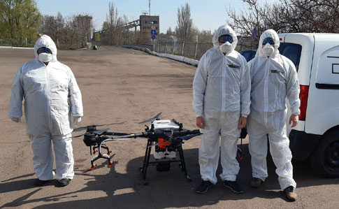 В Киеве предприятия начали дезинфицировать дронами