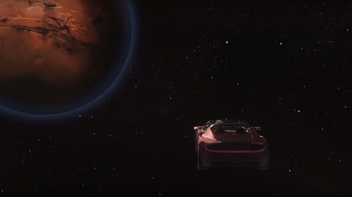 Tesla Roadster впервые сблизился с Марсом