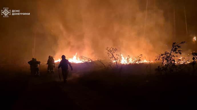На Донеччині від російських обстрілів загорівся ліс: гасили понад 10 годин 