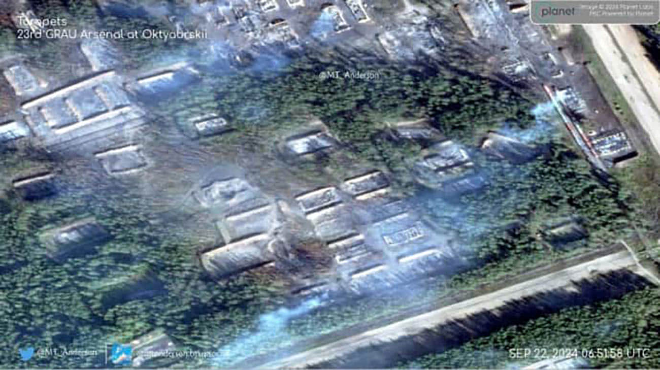 Satellite images show destruction of 58 arsenal buildings, railway and train in Russia's Tver Oblast