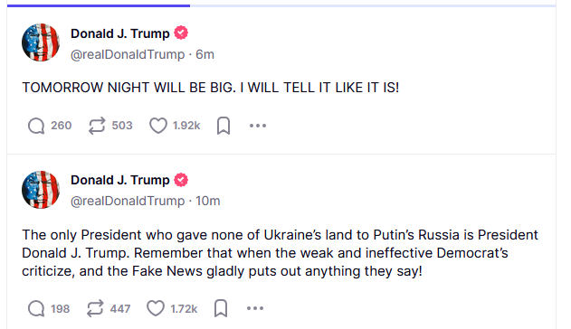 "Завтрашня ніч буде великою. Я розкажу все як є!", - Трамп 2