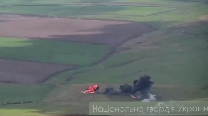 Video of the National Guards shooting down a Russian Alligator helicopter appears