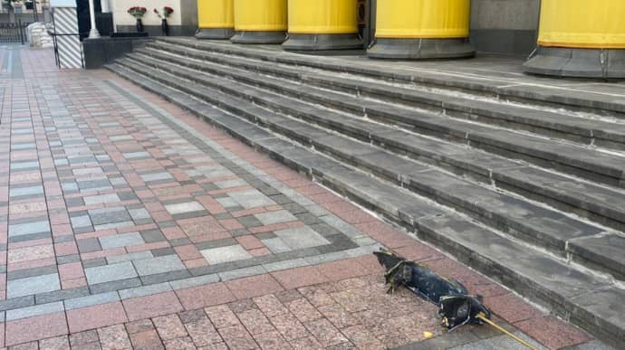 UAV wreckage crashes near Ukrainian parliament building – photos