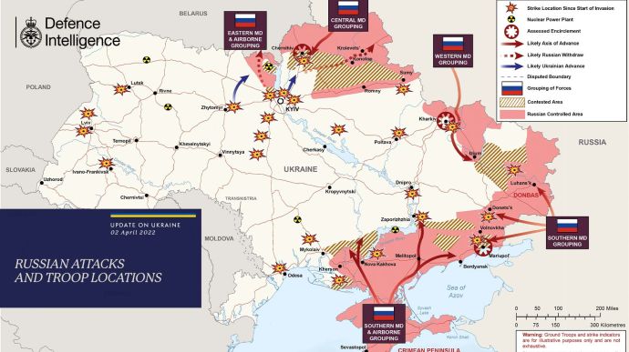Британская разведка показала, какие территории Украины контролируют российские войска