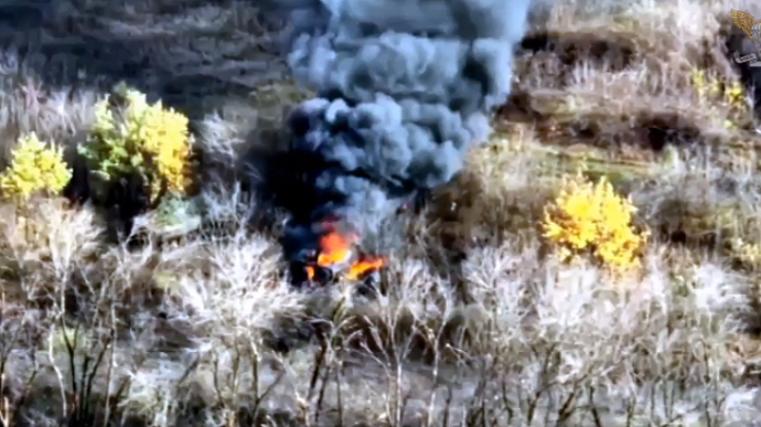 Paratroopers from the 25th Airborne Assault Brigade destroy concealed Russian equipment in Luhansk Oblast