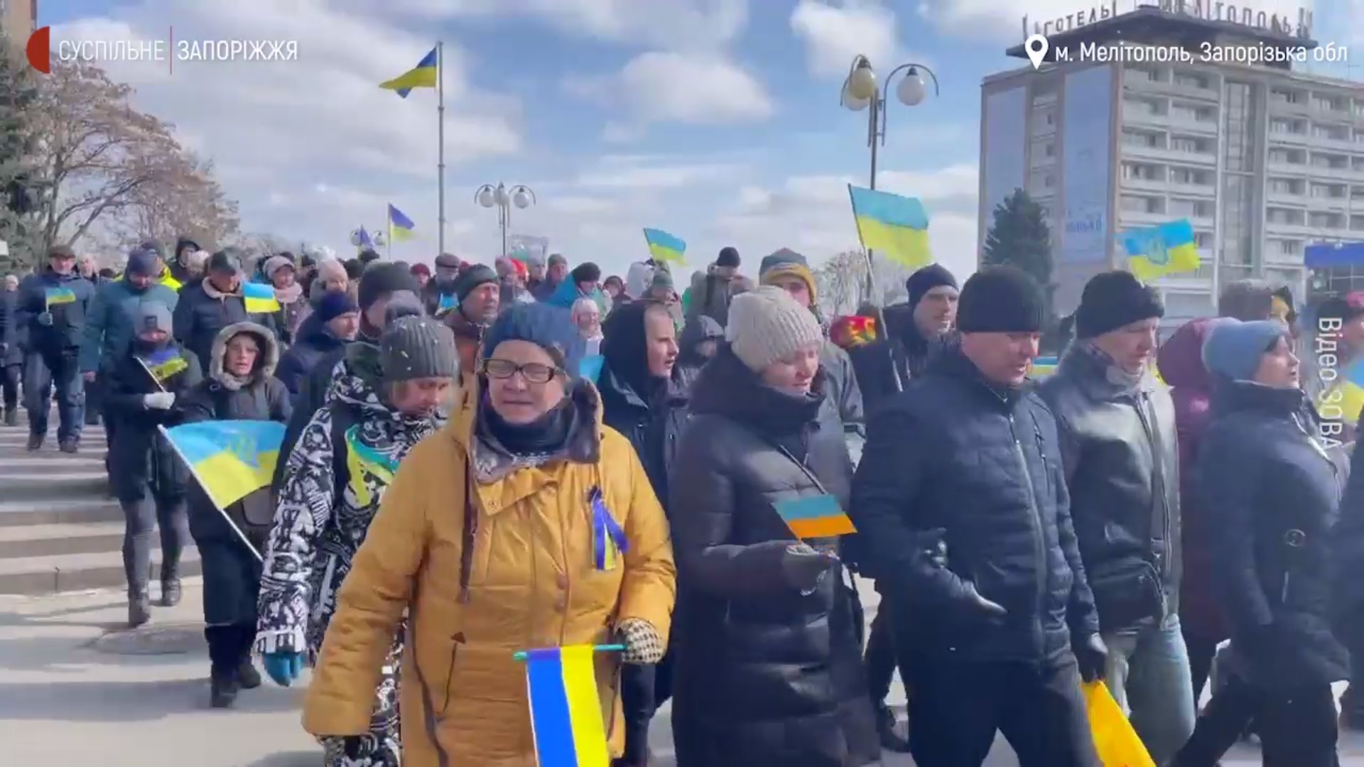 В Запорожье жители городов вышли на протесты против российских оккупантов