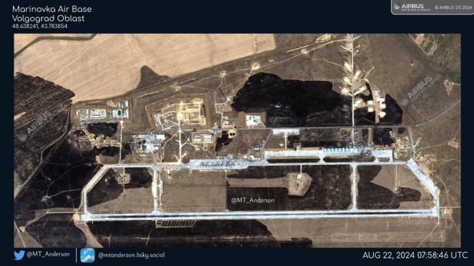 Satellite images of Russia's Marinovka air base attacked by drones emerge on internet