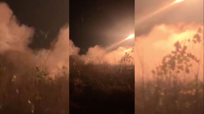 Ukraine's Air Force commander posts video of anti-aircraft gunners downing 2 Russian missiles at night
