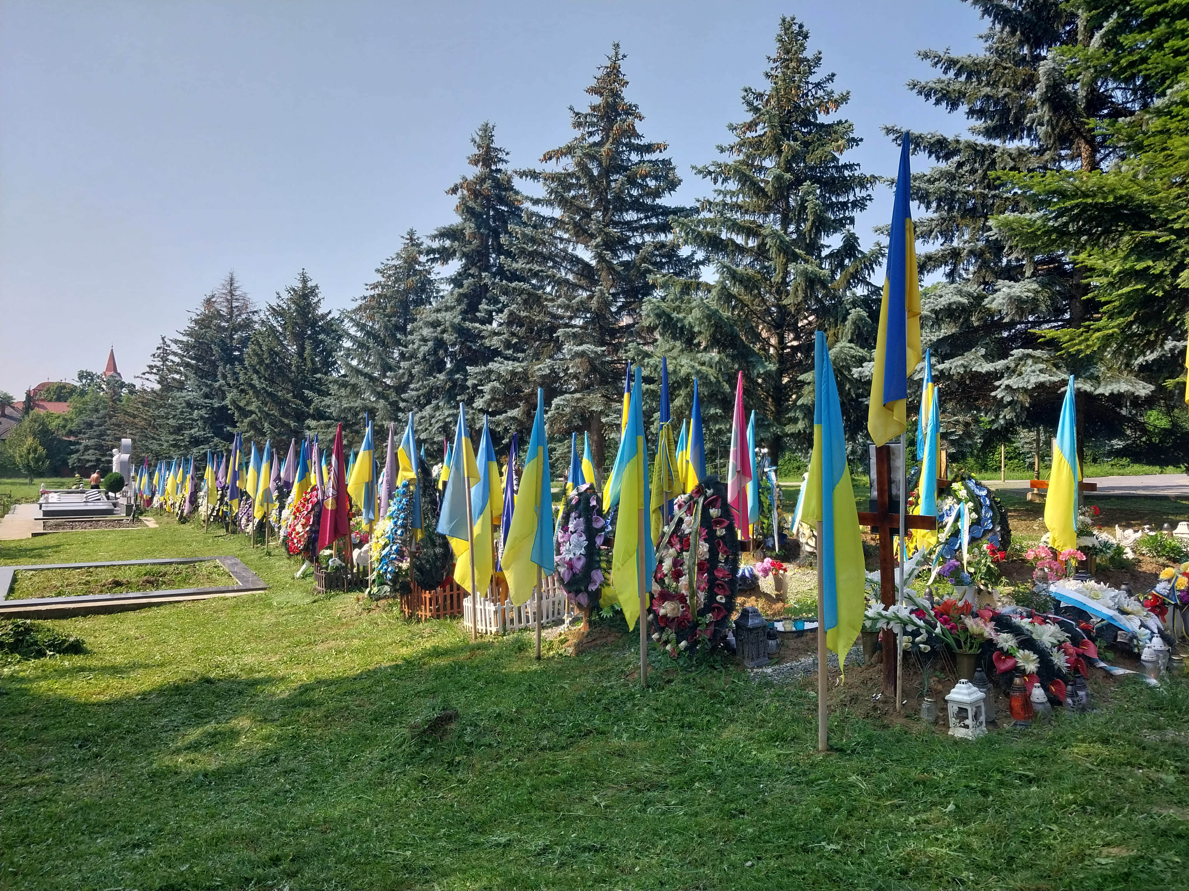 Могили українських воїнів на Пагорбі Славі біля цвинтаря Кальварія