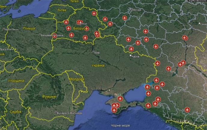Аеродроми, з яких військово-космічні сили РФ здійснюють авіанальоти на об'єкти України