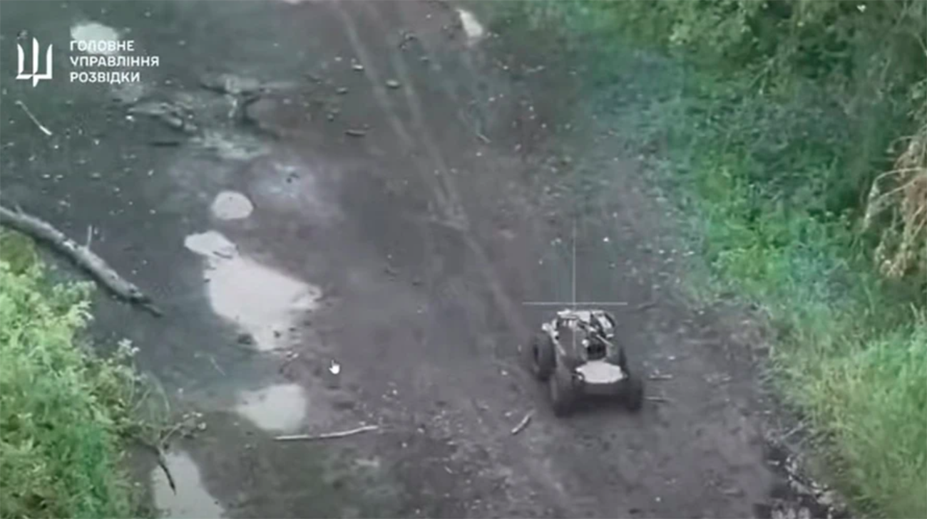 Ukrainian intelligence shows ground robot firing at Russian troops in Sumy Oblast – video