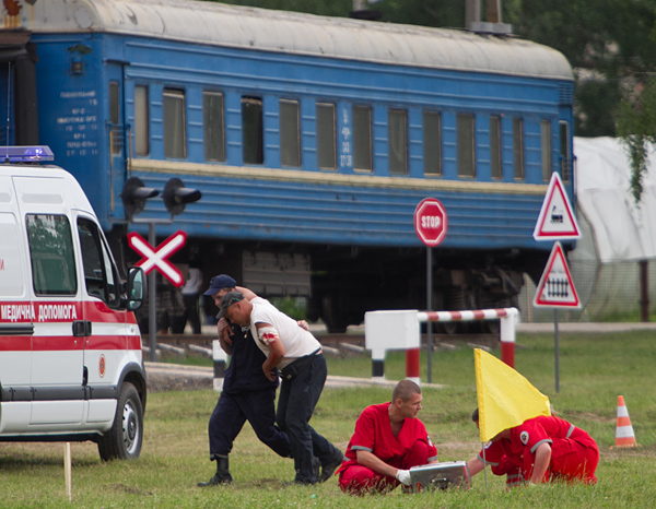 Імітували зіткнення поїзда і автомобіля