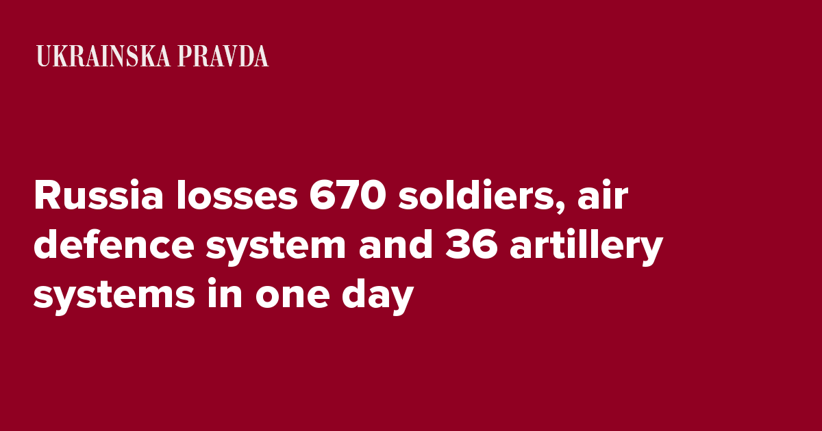 Russia losses 670 soldiers, air defence system and 36 artillery systems ...