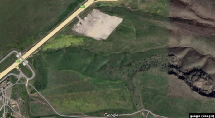 Скріншот Google Maps району Ольвінських каменоломень від 18 квітня 2023 року