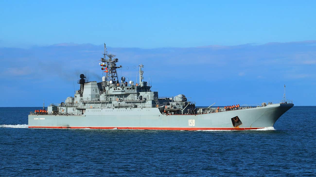 Russian Landing Ship Tsezar Kunikov Hit In Black Sea, It Has Sunk ...