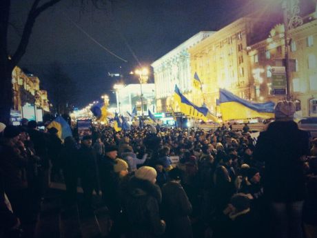 Студенты на Майдане в Киеве, вечер четверга.
