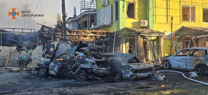 последствия удара по Вольнянску, фото ГСЧС