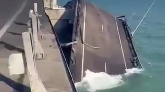 Russian media share video of Crimean Bridge explosion