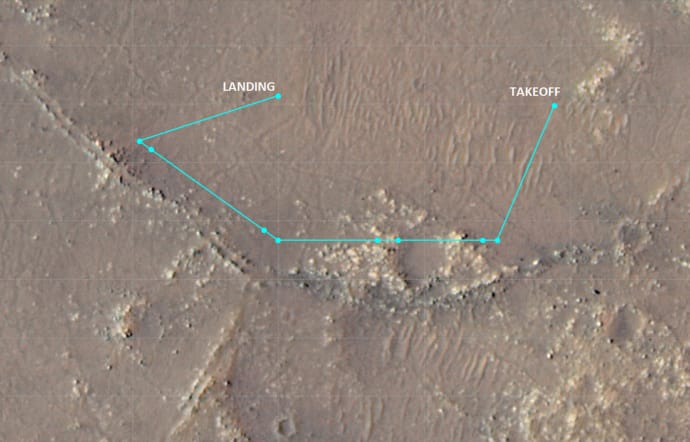 План десятого полета Ingenuity над поверхностью Марса 
