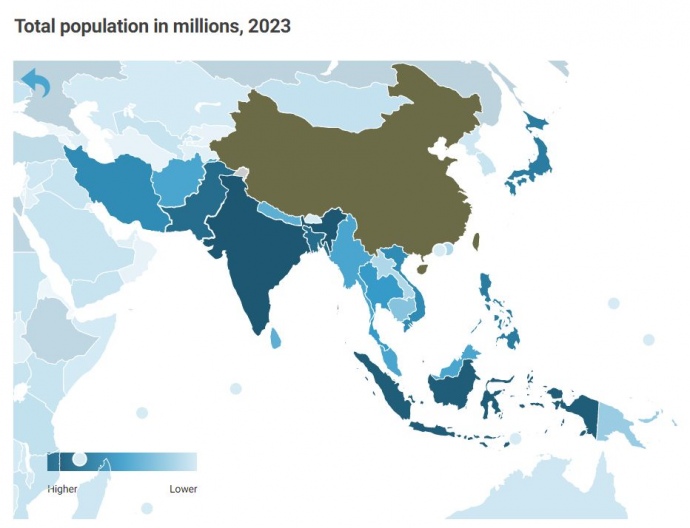 Дані ООН про населення країн Азії