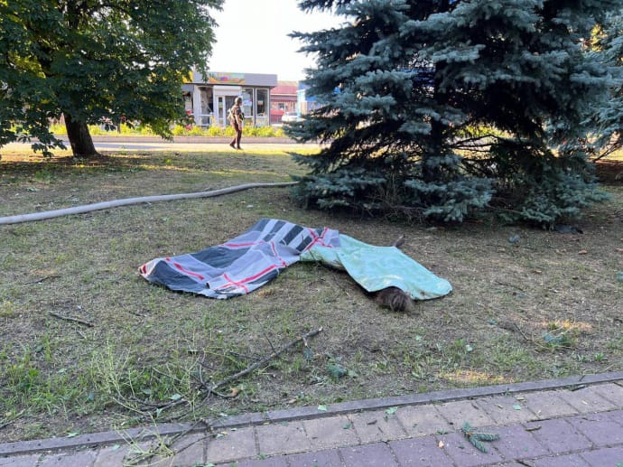 последствия удара по Вольнянску, фото из Telegram Владимира Зеленского