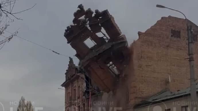 Part of 100-year-old college is demolished in Kharkiv following Russian drone damage